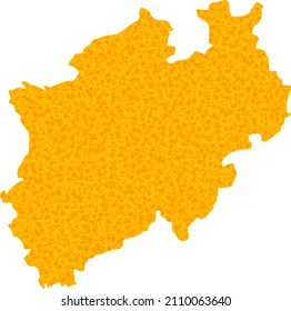 Vector Golden map of North Rhine-Westphalia State. Map of North Rhine-Westphalia State is isolated on a white background.