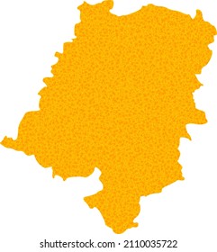 Vector Golden map of Opole Province. Map of Opole Province is isolated on a white background. Golden particles texture based on solid yellow map of Opole Province.