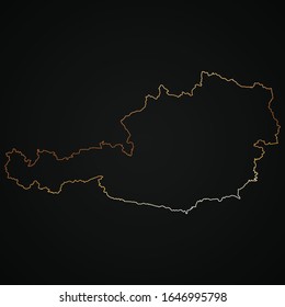 vector golden map outline of Austria on dark background
