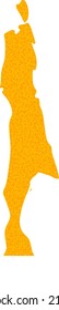Mapa de oro vectorial de la isla de Sakhalin. Mapa de la isla Sakhalin aislado en un fondo blanco. Textura de objetos dorados basada en el mapa amarillo sólido de la isla Sakhalin.