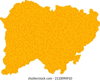 Vector Golden map of Salamanca Province. Map of Salamanca Province is isolated on a white background. Golden particles texture based on solid yellow map of Salamanca Province.