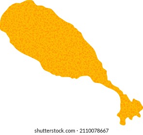Vector Golden Karte von St Kitts Island. Karte von St Kitts Island ist einzeln auf weißem Hintergrund. Goldene Teilchen Textur auf der Basis einer gelben Karte von St. Kitts Island.