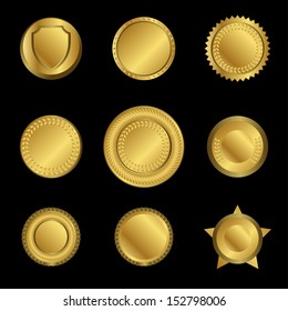 Vector golden medal blank templates.