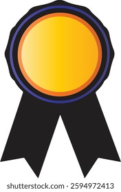 Vector golden medal with simple black ribbon