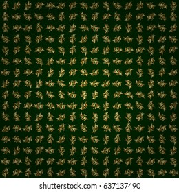 Vector golden mehndi seamless pattern on green. Traditional Indian style, ornamental golden elements with henna tattoo, golden stickers, mehndi and yoga design, cards and prints.
