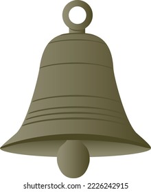 Vector golden metal bell on a white background