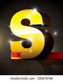 vector of golden metallic alphabet
