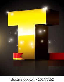 vector of golden metallic alphabet