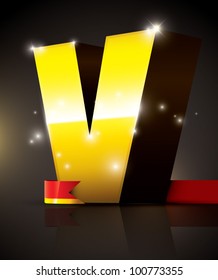 vector of golden metallic alphabet