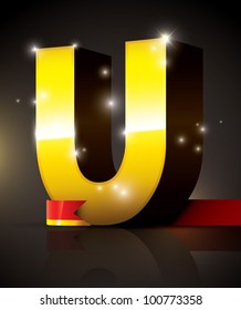vector of golden metallic alphabet