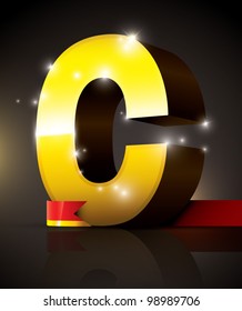 vector of golden metallic alphabet