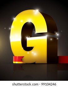 vector of golden metallic alphabet
