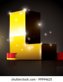 vector of golden metallic alphabet