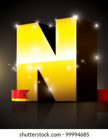vector of golden metallic alphabet
