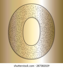 Vector golden metallic digits with grain texture, digit zero