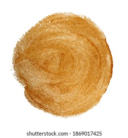 Vector golden mettalic paint texture isolated on white - round acrylic element for Your design