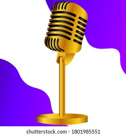Vector golden mic that can be used in posters, magazines, websites etc.
