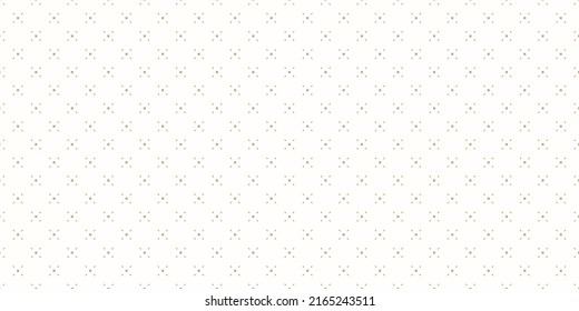 Fondo minimalista vectorial dorado. Patrón geométrico simple sin soldadura con diminutas formas de diamante, rombos, siluetas de flores. Sutil textura abstracta de oro y blanco. Diseño elegante y lujoso