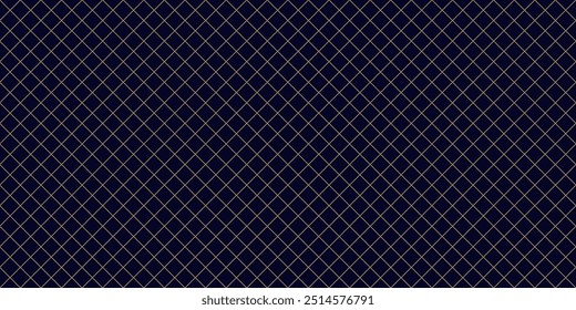 Vector golden minimalist diagonal square grid seamless pattern. Abstract minimal black and gold geometric texture. Luxury background with linear lattice, net, mesh, grill. Simple repeating geo design