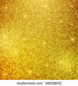 Vector golden mosaic background. Beautiful greeting background. 