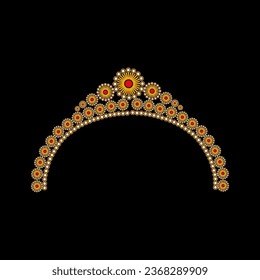 Vector golden necklace on black color.