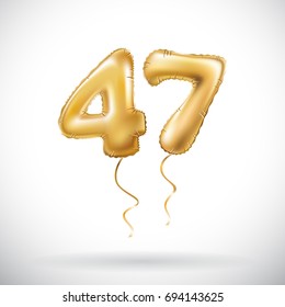 vector Golden number 47 forty seven metallic balloon. Party decoration golden balloons. Anniversary sign for happy holiday, celebration, birthday, carnival, new year. art