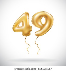 vector Golden number 49 Forty nine metallic balloon. Party decoration golden balloons. Anniversary sign for happy holiday, celebration, birthday, carnival, new year. art