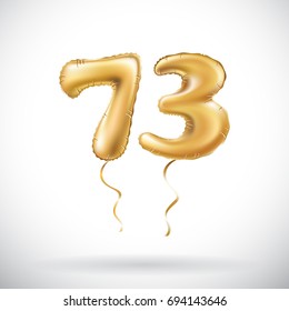 vector Golden number 73 seventy three metallic balloon. Party decoration golden balloons. Anniversary sign for happy holiday, celebration, birthday, carnival, new year. art