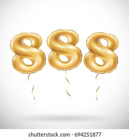 vector Golden number 888 Eight hundred eighty eight metallic balloon. Party decoration golden balloons. Anniversary sign for happy holiday, celebration, birthday, carnival, new year. art