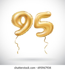 vector Golden number 95 ninety five metallic balloon. Party decoration golden balloons. Anniversary sign for happy holiday, celebration, birthday, carnival, new year. art