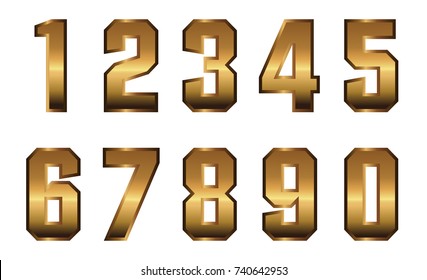 Vector golden numbers.Set of gold numbers.