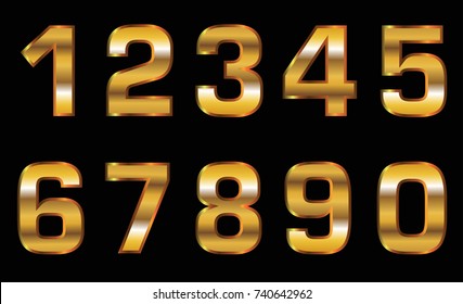 Vector golden numbers.Set of gold numbers.