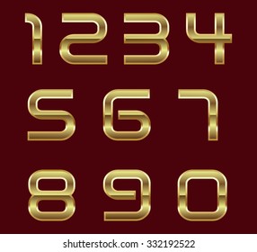 Vector golden numbers.Set of metal numbers.