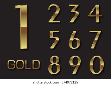 Vector golden numbers.Set of metal numbers.