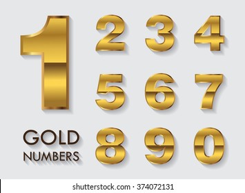Vector golden numbers.Set of metal numbers.