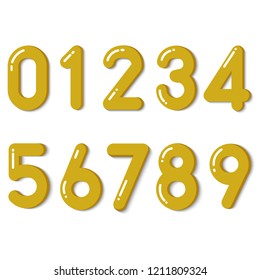 Vector golden numbers set. Cartoon numbers