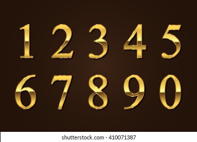 Vector Golden Numbers. Set Of Gold Numbers.