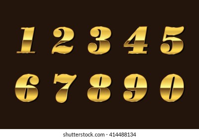 Vector golden numbers. Set of gold numbers.