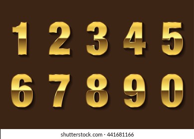 Vector Golden Numbers. Set Of Gold Numbers.
