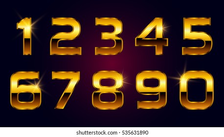 Vector golden numbers. Set of gold numbers.