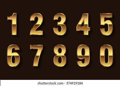 Vector Golden Numbers. Set Of Metal Numbers.