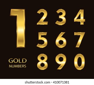 Vector Golden Numbers. Set Of Metal Numbers.