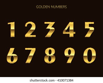 Vector golden numbers. Set of metal numbers.