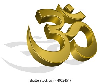 Vector golden om symbol, isolated on white background