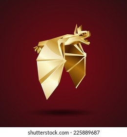 vector golden origami bat