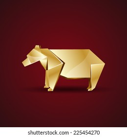 vector golden origami bear