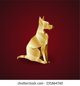 vector golden origami dog. Great Dane