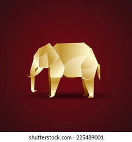 vector golden origami elephant