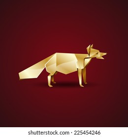 vector golden origami fox