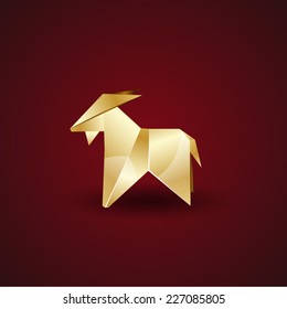 vector golden origami goat